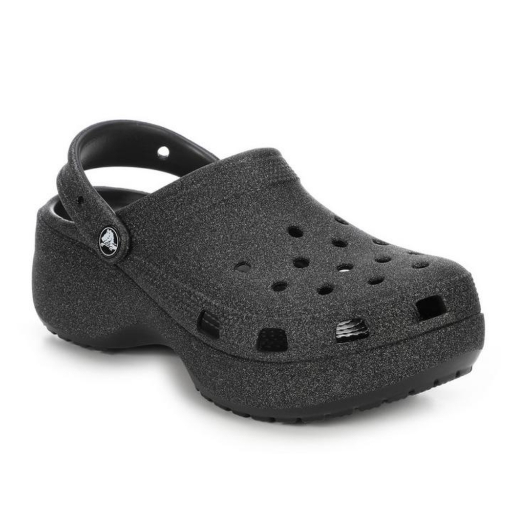 CROCS Black Glitter Platform Clog